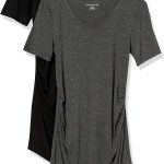 Essentials Women's Maternity Short-Sleeve Rouched V-Neck T-Shirt, Pack of 2